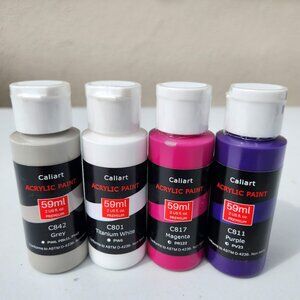 NEW 4 Caliart Acrylic Paint Set Pink Purple colors 59ml, 2oz each Art Craft Pain